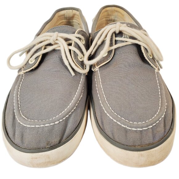 Polo Ralph Lauren Lander Grey Canvas Boat Shoes Men's Size 11D Preppy Casual - Picture 3 of 6